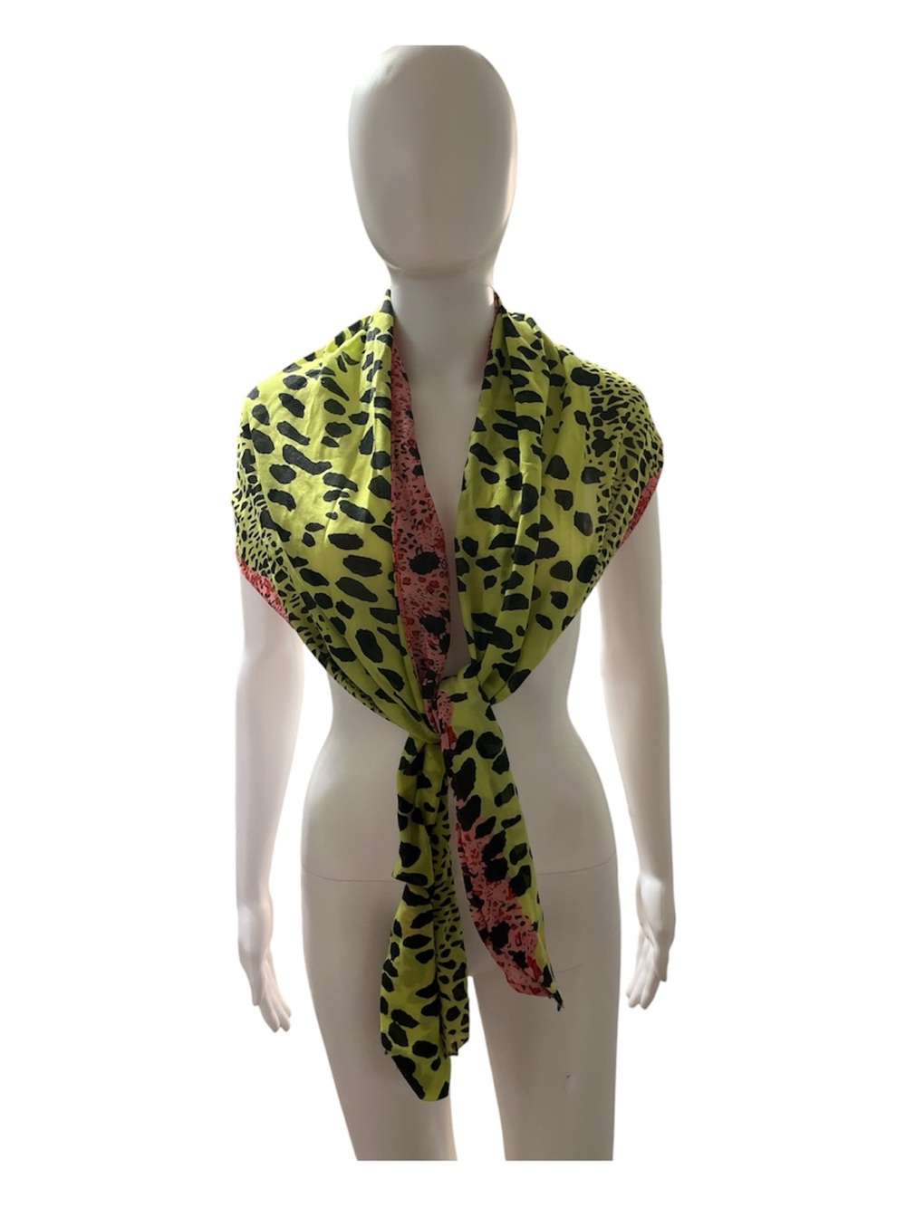 Copper Key Neon Lime and Pink Animal-Print Ladies Scarf